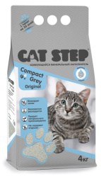 Наполнитель серый комкующийся минеральный CAT STEP Compact Grey Original, 4 кг