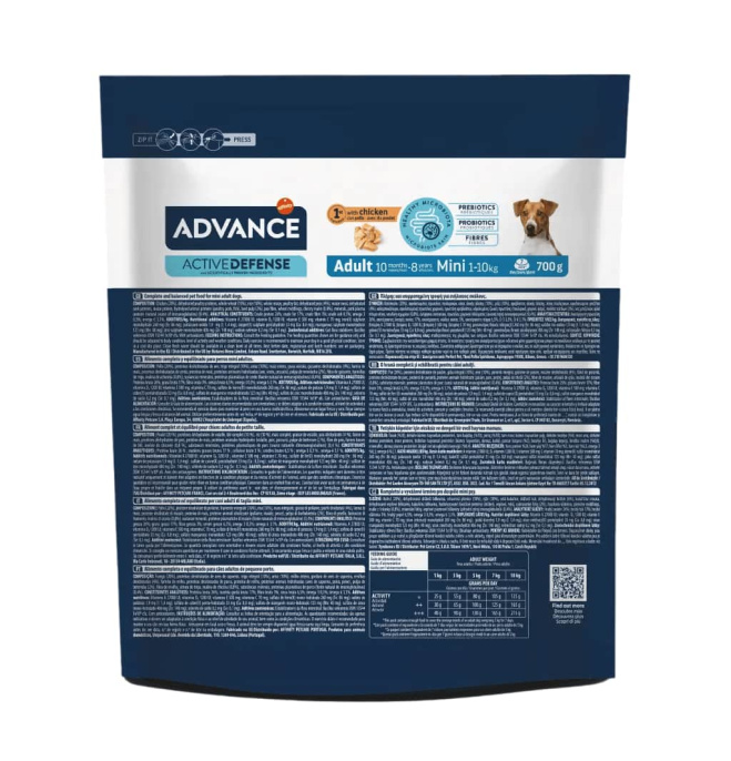 Сухой корм для собак мелких пород Advance Dog Adult Mini (курица) (0,7 кг)