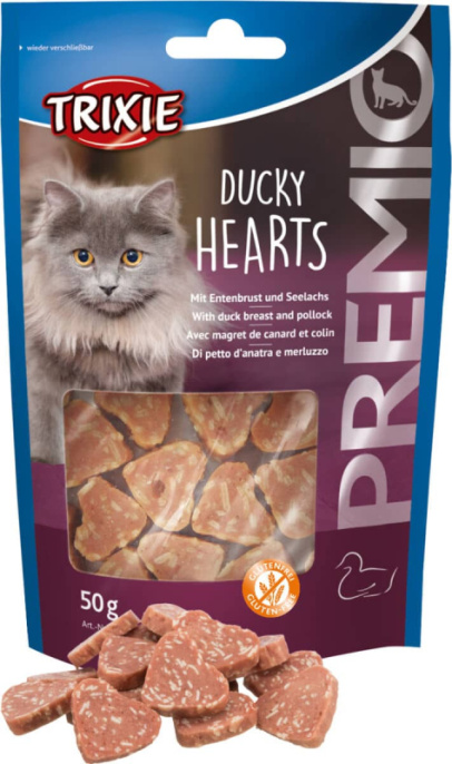Лакомство для кошек Сердечки с уткой и рыбой TRIXIE PREMIO (85 гр.)