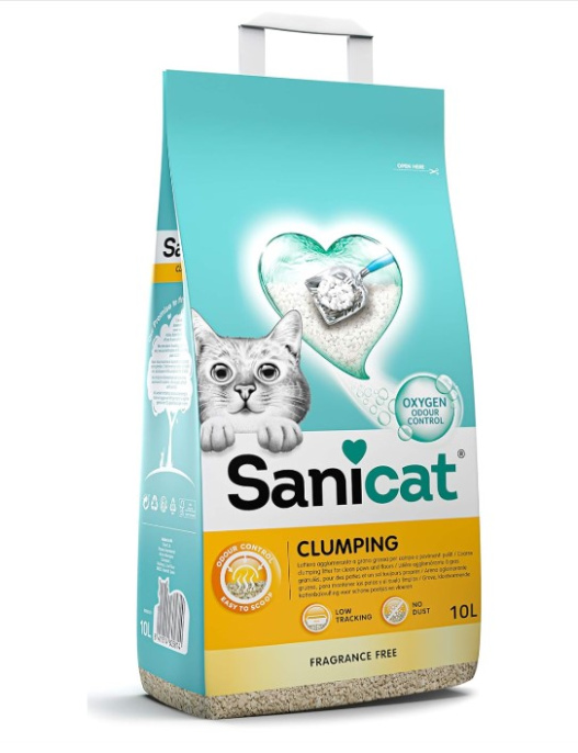 Наполнитель бентонитовый Sanicat Clumping Unscented (без аромата) (10 л)