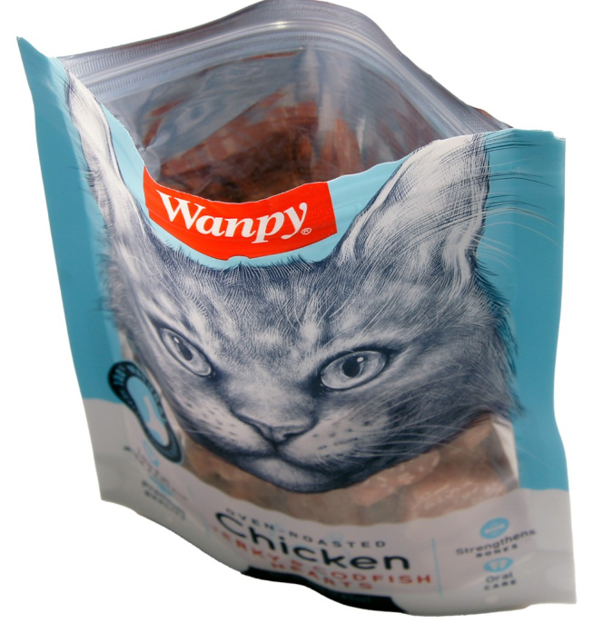 Лакомство для кошек Wanpy Cat Сердечки из курицы с треской (80 гр)