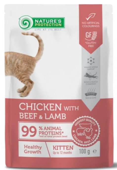 Влажный корм для котят Nature's Protection Healthy Growth Kitten (курица, говядина, ягненок) (100 гр)
