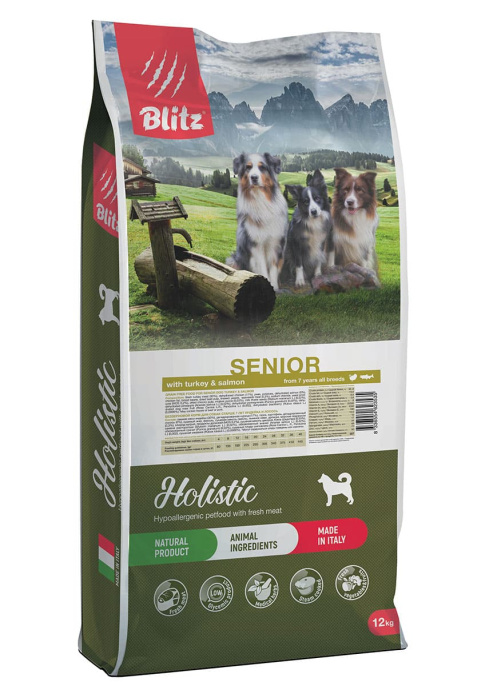 Сухой корм для собак Blitz Holistic Senior Dog (индейка, лосось)