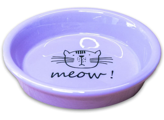 Миска для кошек Mr.Kranch керамическая MEOW! 200 мл (Сиреневая)