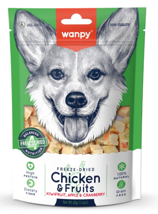 Лакомство сублимированное для собак Wanpy Dog (курица, фрукты) (40 гр)