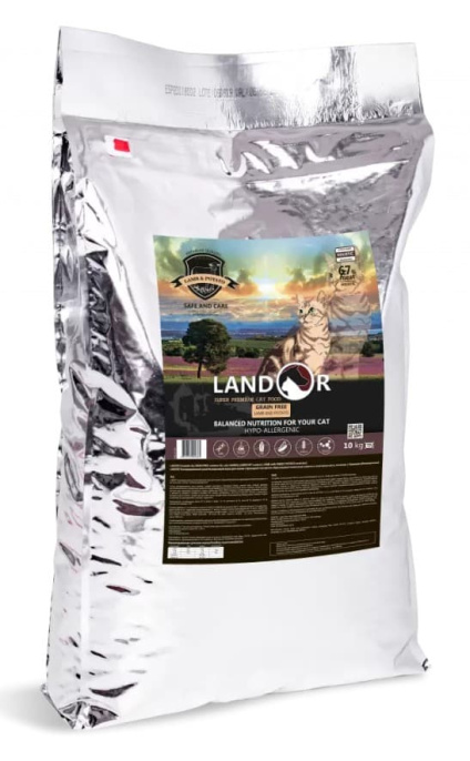 Сухой корм для кошек LANDOR Grain Free Adult Cat Hairball (ягненок, батат)