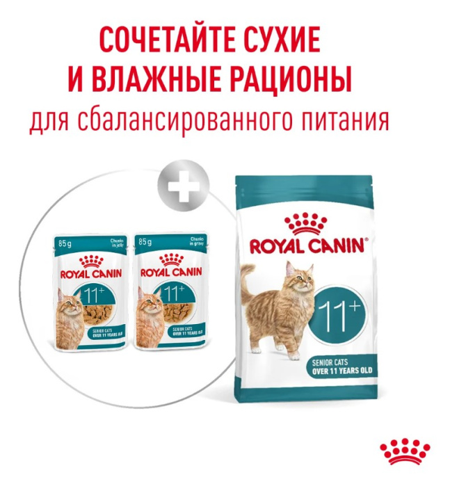 Влажный корм для пожилых кошек Royal Canin Ageing 11+ (кусочки в соусе) (85гр.х12 шт)