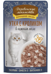 Влажный корм для кошек Деревенские лакомства Утка с кроликом в нежном желе