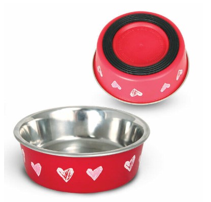 Миска металлическая на резинка Triol Сердца (0.15 л)