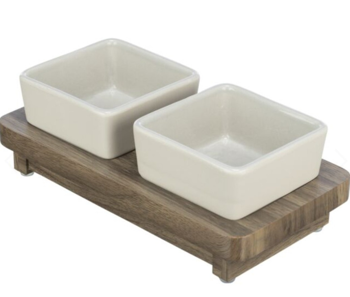 TRIXIE Набор мисок для кошек CityStyle, серый/коричневый (2 х 0,2 л/10 х 10 cм/24 х 4 х 12 см)