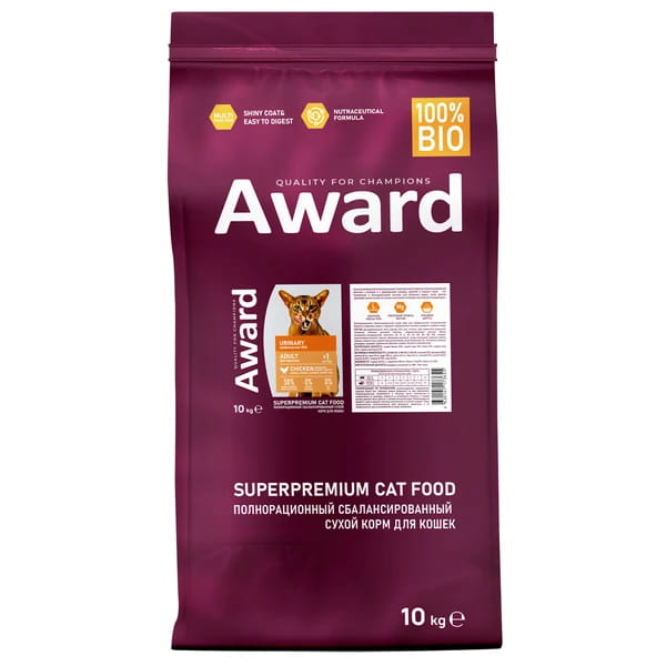 Сухой корм для кошек Award Cat Urinary (курица) (10 кг)