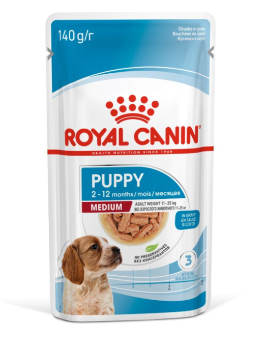 Влажный корм для щенков Royal Canin Medium Puppy (соус) (140гр.*10 шт)