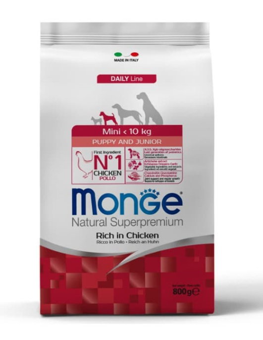 Сухой корм для щенков Monge Mini Puppy & Junior (курица, рис) (800 гр.)