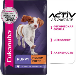 Сухой корм для щенков Eukanuba Puppy Medium Breed (птица)