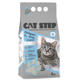 Наполнитель серый комкующийся минеральный CAT STEP Compact Grey Original, 4 кг