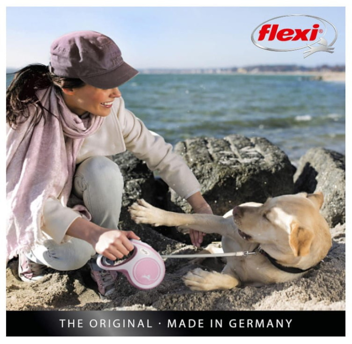Поводок-рулетка Flexi NEW COMFORT (трос) нежно-розовый (20кг/8м)