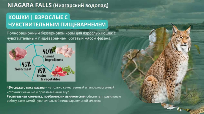 Сухой корм для кошек Natura Wild Sensitive CAT Niagara Falls (фазан) (2 кг)