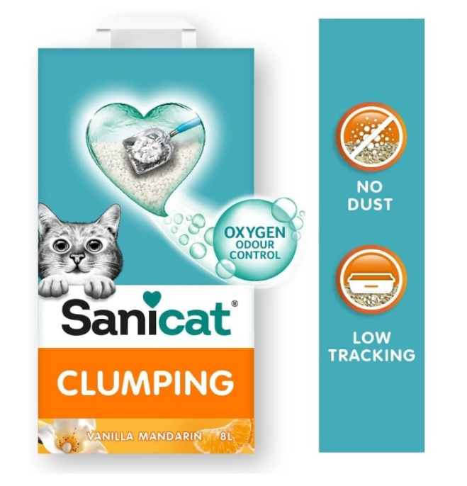 Наполнитель бентонитовый Sanicat Clumping Vainille-Mandarine (ваниль, мандарин) (8 л)