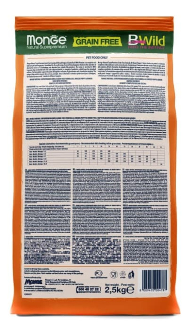 Сухой корм для щенков Monge BWild GF Puppy & Junior (утка, картофель) (2,5 кг)