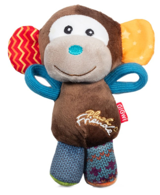 Игрушка для собак GiGwi Plush Friendz Обезьянка с пищалкой (16 см)