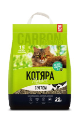 Бентонитовый наполнитель с активированным углем "Котяра комкующийся"