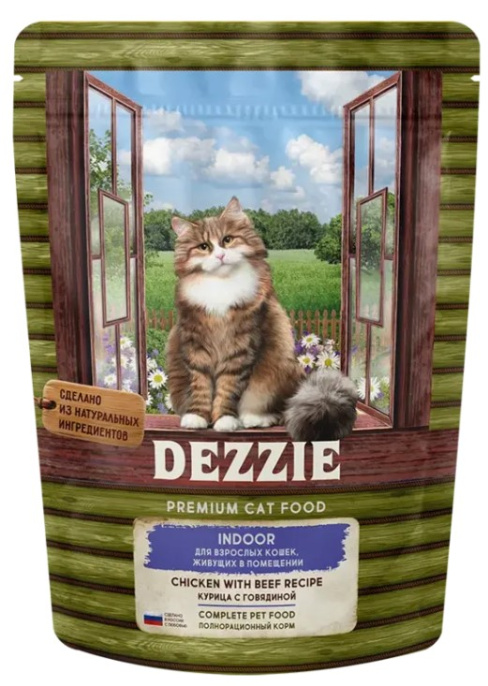 Сухой корм для кошек DEZZIE Indoor Adult Cat (курица, говядина) (400 гр)