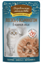 Влажный корм для кошек "Деревенские лакомства" Лосось с осьминогом в нежном желе