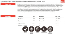 Сухой корм для собак Blitz Sensitive Adult All Breeds (лосось, рис)