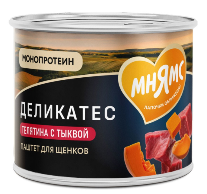 Влажный корм Мнямс Паштет из телятины с тыквой для щенков всех пород "Асадо по-аргентински" (200 гр.)