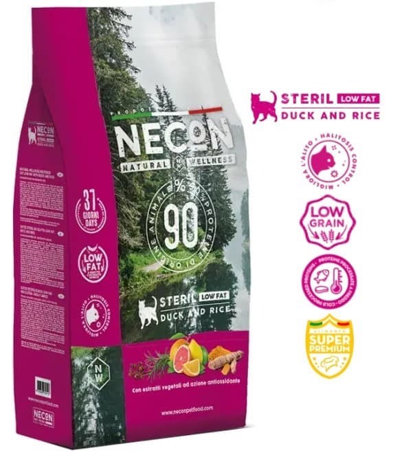 Сухой корм для кошек Necon Natural Wellness Low Fat Sterilized (утка, рис) (1.5 кг)