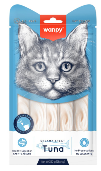 Лакомство для кошек Wanpy Cat Нежное пюре из тунца (25 шт х 14 гр)