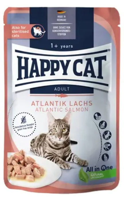 Влажный корм для кошек Happy Cat Culinary Meat in Sauce AtlantikLachs Adult Cat кусочки в соусе (лос (85 гр)