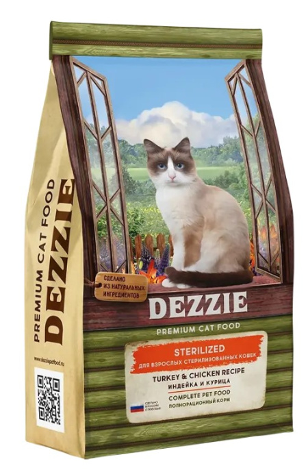 Сухой корм для кошек DEZZIE Sterilized Adult Cat (индейка,курица) (400 гр)