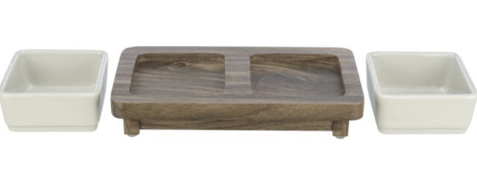 TRIXIE Набор мисок для кошек CityStyle, серый/коричневый (2 х 0,2 л/10 х 10 cм/24 х 4 х 12 см)