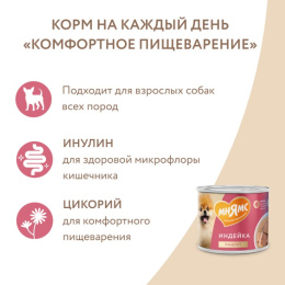 Влажный корм для собак Мнямс На каждый день Паштет из индейки «КОМФОРТНОЕ ПИЩЕВАРЕНИЕ»