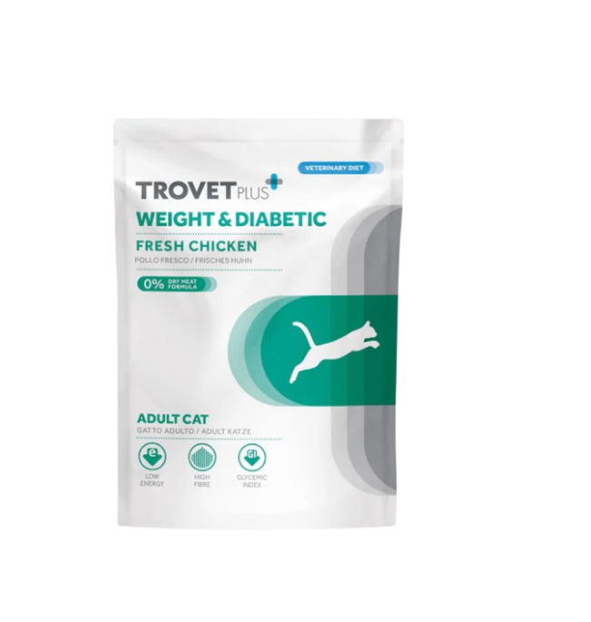 Влажный корм для кошек Trovet Plus Pouch Cat Weight&Diabetic Fresh Chicken (85 гр.)