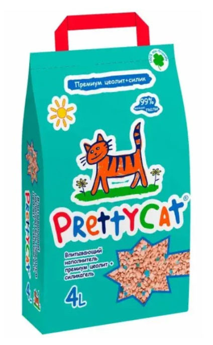 Наполнитель PrettyCat впитывающий глиняный Premium с део-кристаллами (2кг (4л))
