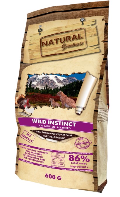Сухой корм для кошек Natural Greatness Wild Instinct Kitten & Cat (курица, индейка) (600 гр.)