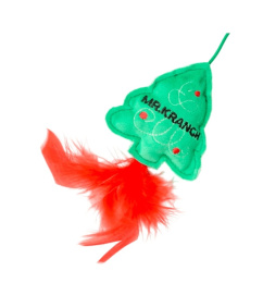 Игрушка-дразнилка для кошек Mr.Kranch Елочка Новогодняя плюшевая с кошачьей мятой и перышками