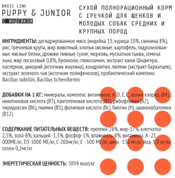 Сухой корм для щенков средних и крупных пород AJO Basic Line Medium&Maxi Puppy&Junior