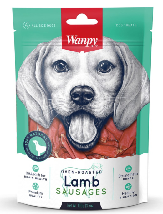 Лакомство для собак Wanpy Dog Сосиски из мяса ягненка (100 гр)