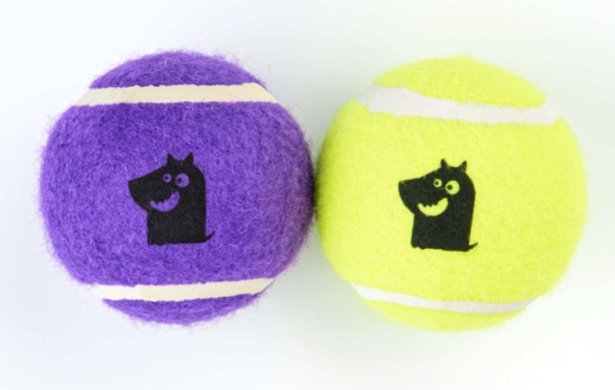 Игрушка для собак Mr.Kranch Теннисный мяч малый набор 2 шт. желтый/фиолетовый (6,3 см)