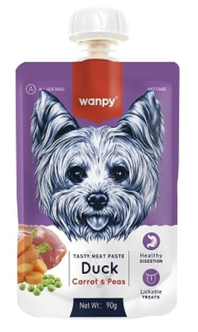 Лакомство для собак Wanpy Dog Мясное пюре из утки (90 гр)