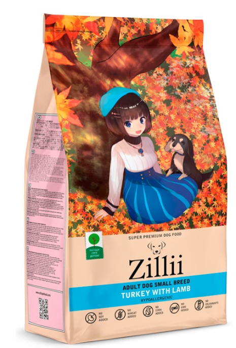 Сухой корм для собак мелких пород ZILLII Small Adult Dog (индейка, ягненок) (800 гр)