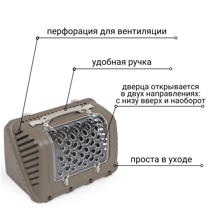 Переноска для животных MPS P-BAG с плечевым ремнем, облегченная (Коричневый)