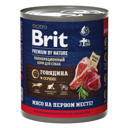 Консервы для собак Brit Premium by Nature (Сердце и говядина)