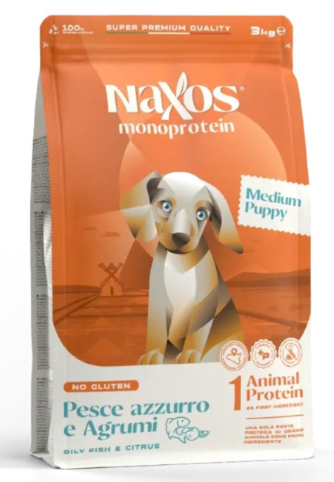 Сухой корм для щенков средних пород Adragna Naxos Puppy Medium (рыба, цитрусы) (3 кг)