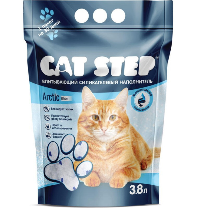 Силикагелевый наполнитель Cat Step Arctic Blue (3,8 л (1,67 кг))