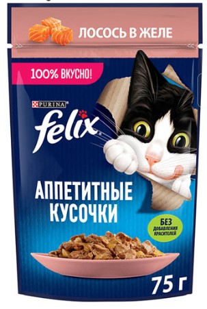 Влажный корм для кошек Felix Аппетитные кусочки в желе (лосось) (75 гр)