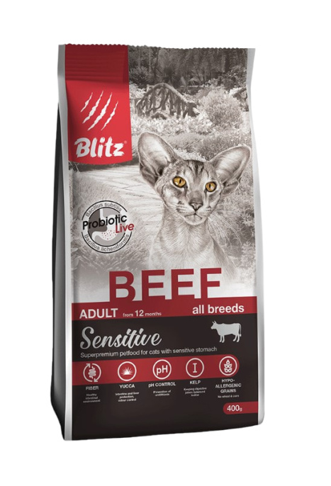 Сухой корм для кошек Blitz Sensitive Adult Cats All Breeds (говядина) (10 кг)
